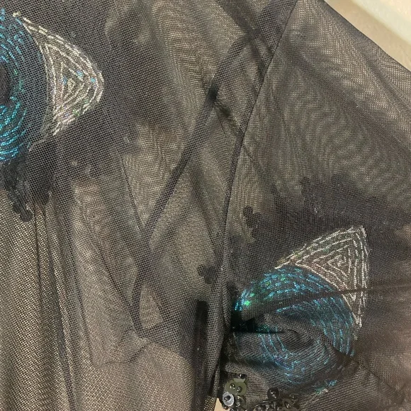 Discount Universe Med Large Australian Designer Art Piece Rare Sequin Eye Blouse - Picture 5 of 7